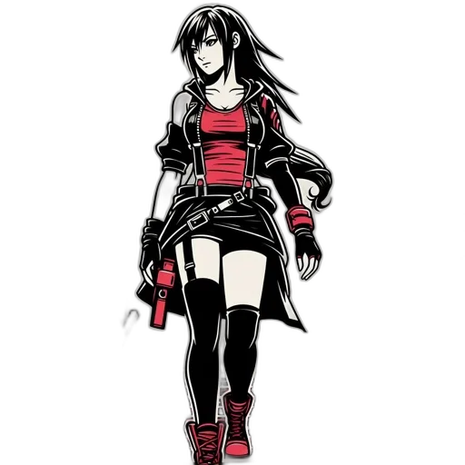 jacket, comic book art, concept art, cartoon, cyberpunk, red, dark, monochrome transparent PNG cut-out