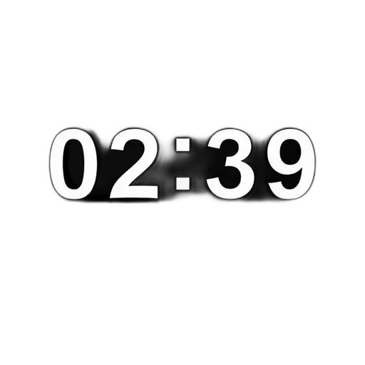 countdown, numbers, black, white transparent PNG cut-out