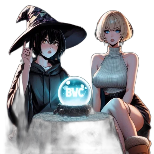 hat, concept art, comic book art, fantasy art, anime, neon lights, night, fog transparent PNG cut-out