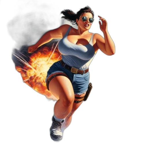 concept art, comic book art, fantasy art, 3d render, fire, woman, athletic, wear transparent PNG cut-out