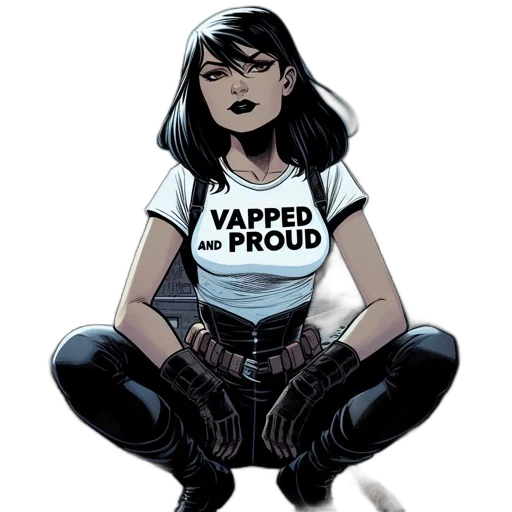 comic book art, concept art, cartoon, female, animated, character, vaped, proud transparent PNG cut-out