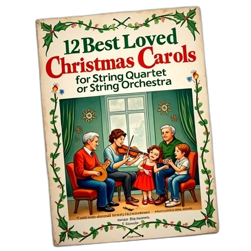 vintage, christmas, carol, book, cover, cartoon, illustration, family transparent PNG cut-out