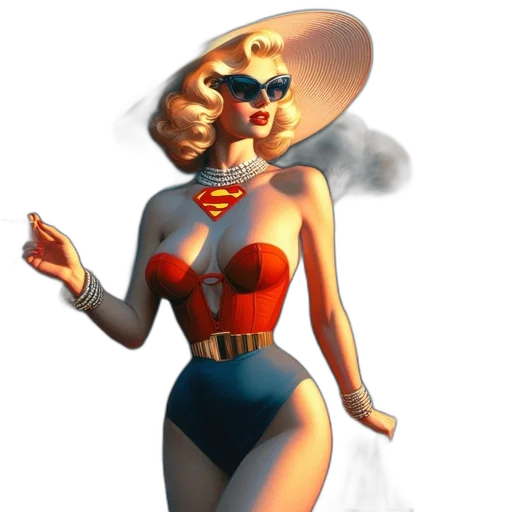 dress, hat, concept art, comic book art, 3d render, cartoon, woman, vintage transparent PNG cut-out