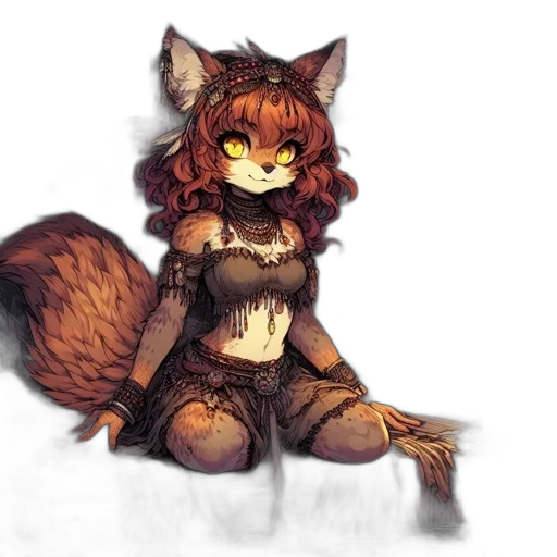 dress, staff, animal, creature, watercolor, fantasy art, pixel art, concept art transparent PNG cut-out