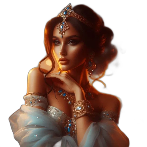 jewelry, crown, dress, face, fantasy art, photorealistic, concept art, oil painting transparent PNG cut-out