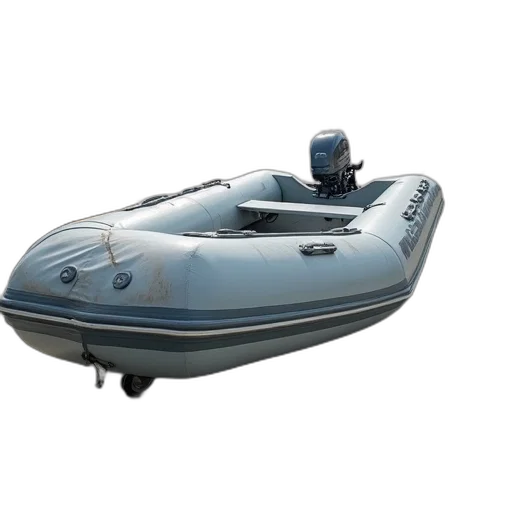3d render, gray, inflatable, boat, lying, side, concrete, surface transparent PNG cut-out