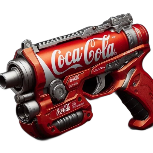 weapon, bottle, robot, 3d render, cyberpunk, concept art, photorealistic, unusual transparent PNG cut-out