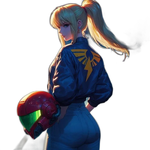 jacket, weapon, staff, robot, concept art, cyberpunk, anime, pixel art transparent PNG cut-out