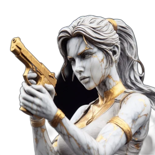 weapon, concept art, comic book art, fantasy art, photorealistic, golden, elaborate, life-sized transparent PNG cut-out