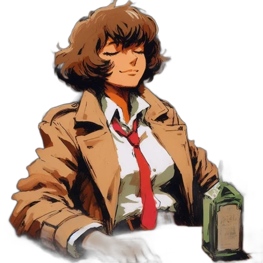 jacket, face, weapon, robot, concept art, pixel art, watercolor, comic book art transparent PNG cut-out