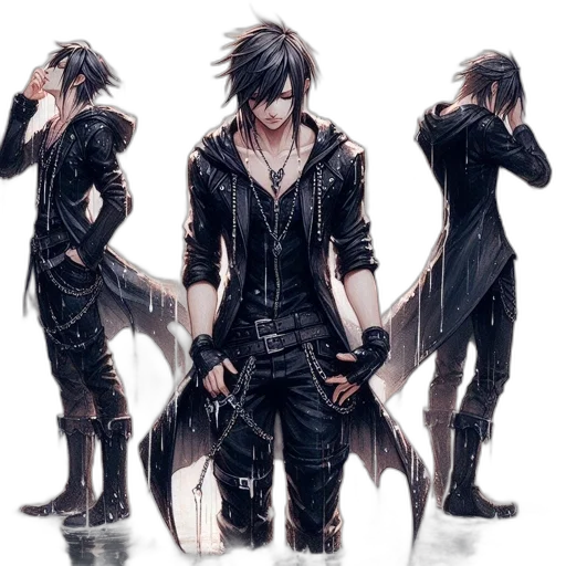 jacket, concept art, fantasy art, pixel art, anime, dark, monochrome, three transparent PNG cut-out