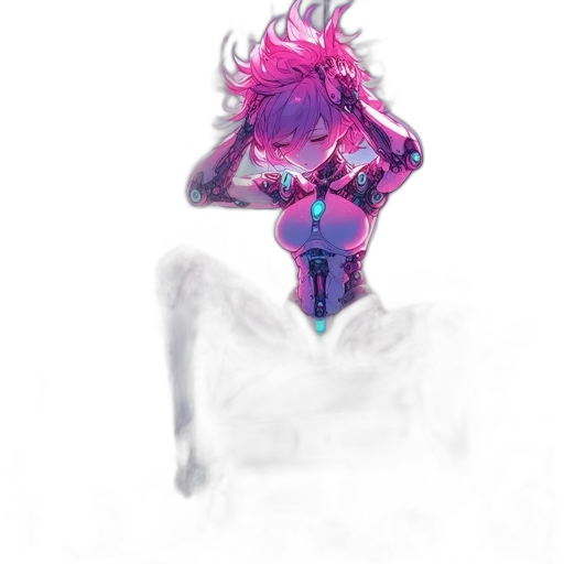 creature, mask, hair, crown, watercolor, concept art, fantasy art, vaporwave transparent PNG cut-out