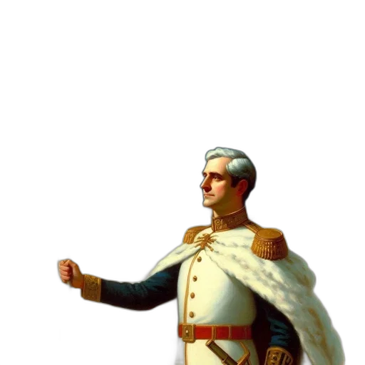 staff, crown, jacket, sword, concept art, 3d render, oil painting, photorealistic transparent PNG cut-out