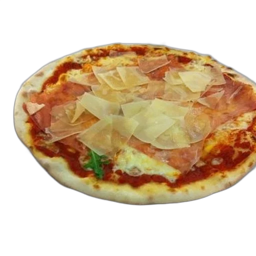 food, 3d render, photorealistic, pizza, ham, cheese, white, plate transparent PNG cut-out