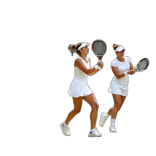 3d render, photorealistic, pixel art, oil painting, four, tennis, players, competing transparent PNG cut-out