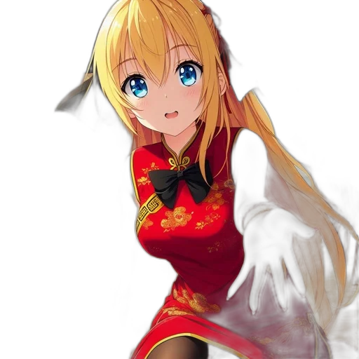 dragon, dress, staff, weapon, anime, fantasy art, pixel art, photorealistic transparent PNG cut-out