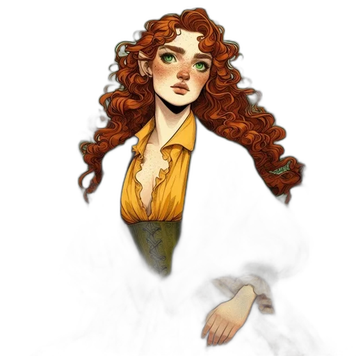 dress, fantasy art, concept art, pixel art, watercolor, golden, earth tones, green transparent PNG cut-out