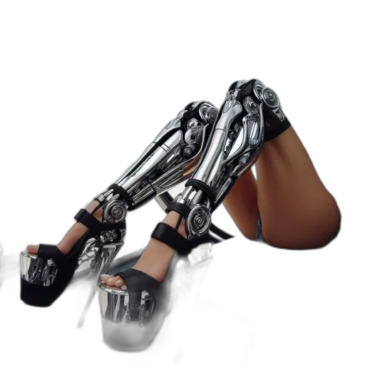 robot, shoes, weapon, cyberpunk, 3d render, concept art, photorealistic, interior transparent PNG cut-out