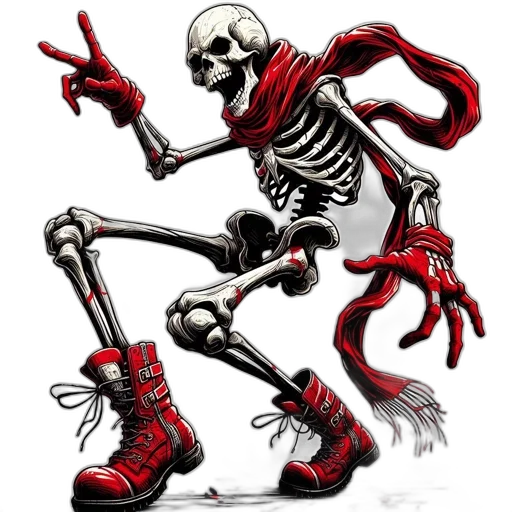 robot, creature, concept art, comic book art, 3d render, red, animated, skeleton transparent PNG cut-out