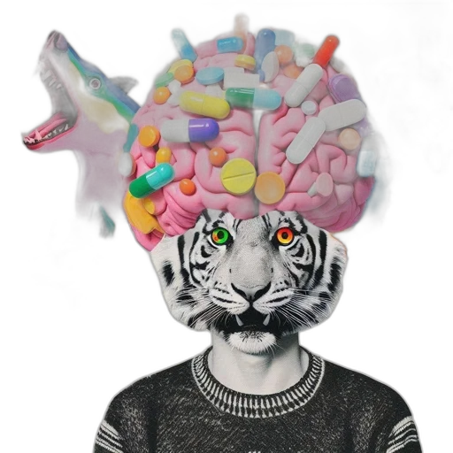 mask, hat, animal, creature, vaporwave, concept art, 3d render, pink transparent PNG cut-out