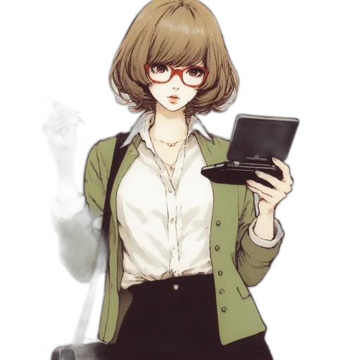 staff, jacket, weapon, face, concept art, pixel art, anime, cartoon transparent PNG cut-out