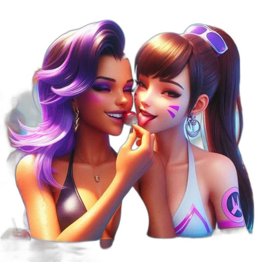concept art, fantasy art, photorealistic, cartoon, neon lights, colorful, pastel, two transparent PNG cut-out