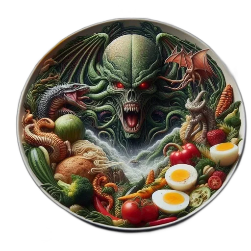 food, jewelry, creature, fantasy art, concept art, comic book art, photorealistic, fantastical transparent PNG cut-out