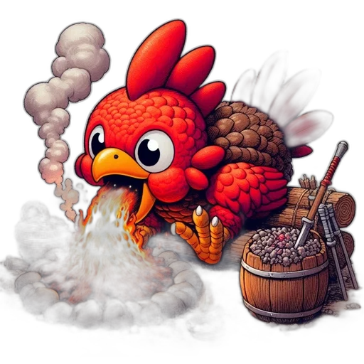 food, pixel art, concept art, fantasy art, photorealistic, anthropomorphic, red, bird transparent PNG cut-out