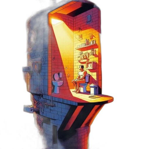 robot, furniture, building, weapon, cyberpunk, concept art, vaporwave, pixel art transparent PNG cut-out