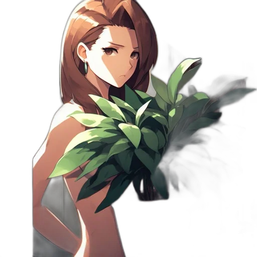 flower, staff, crown, hair, concept art, pixel art, fantasy art, anime transparent PNG cut-out