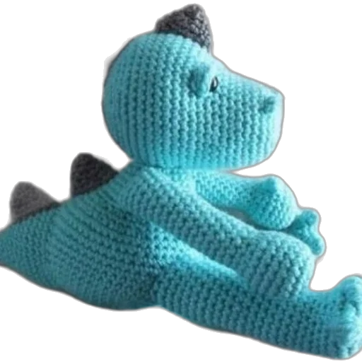 dragon, creature, hat, 3d render, crocheted, blue, dinosaur, gray transparent PNG cut-out