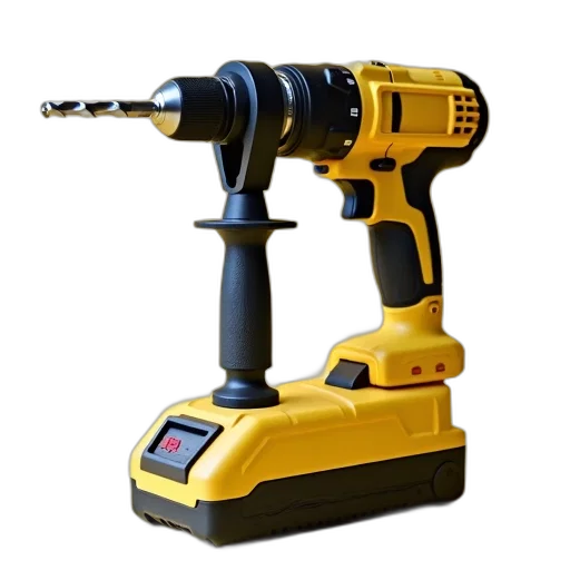 robot, staff, weapon, yellow, black, power, drill, bit transparent PNG cut-out