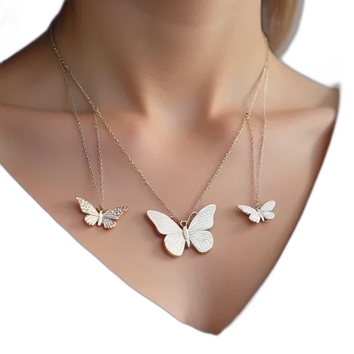 jewelry, three, personalised, butterfly transparent PNG cut-out