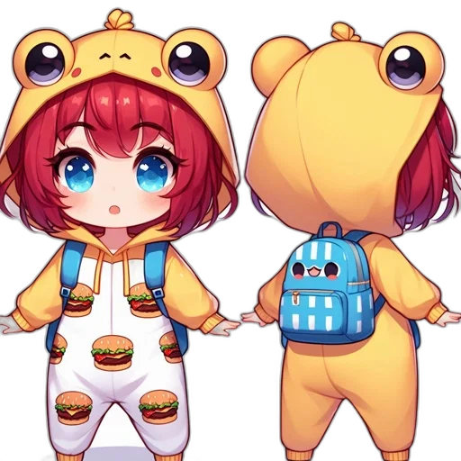 pixel art, concept art, anime, 3d render, colorful, chibi-style, character, red transparent PNG cut-out