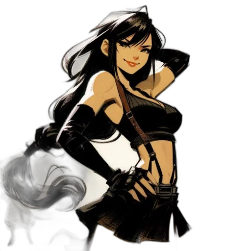 concept art, comic book art, fantasy art, pixel art, monochrome, dark, golden, female transparent PNG cut-out
