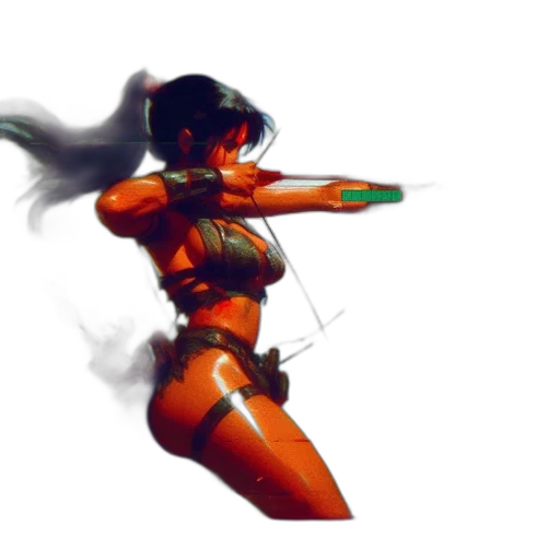 weapon, concept art, cyberpunk, fantasy art, comic book art, fire, green, red transparent PNG cut-out