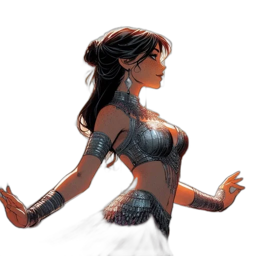 dress, concept art, comic book art, fantasy art, pixel art, dark, earth tones, monochrome transparent PNG cut-out