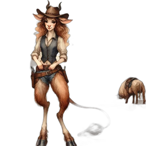 staff, hat, animal, concept art, fantasy art, pixel art, photorealistic, earth tones transparent PNG cut-out