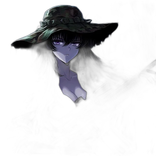 hat, mask, creature, staff, concept art, fantasy art, anime, watercolor transparent PNG cut-out