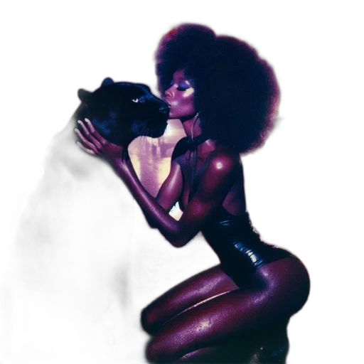 concept art, comic book art, fantasy art, pixel art, dark, woman, afro, hairstyle transparent PNG cut-out