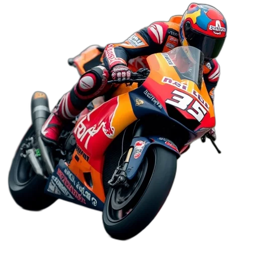 weapon, photorealistic, concept art, 3d render, marc, marquez, red, bull transparent PNG cut-out