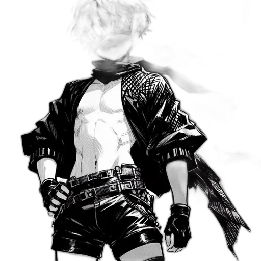 jacket, weapon, sword, robot, cyberpunk, concept art, comic book art, fantasy art transparent PNG cut-out