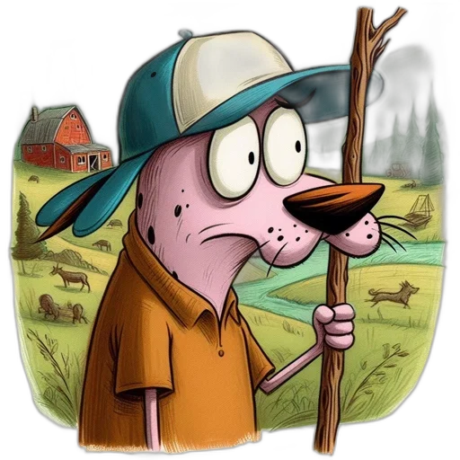 hat, animal, staff, creature, cartoon, concept art, watercolor, photorealistic transparent PNG cut-out