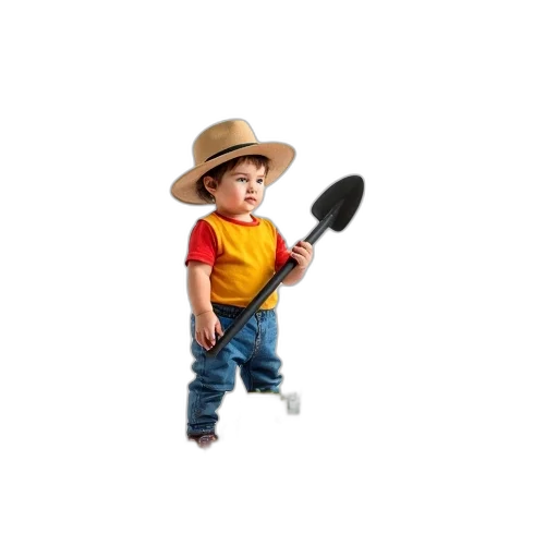 hat, staff, weapon, robot, 3d render, photorealistic, oil painting, child transparent PNG cut-out