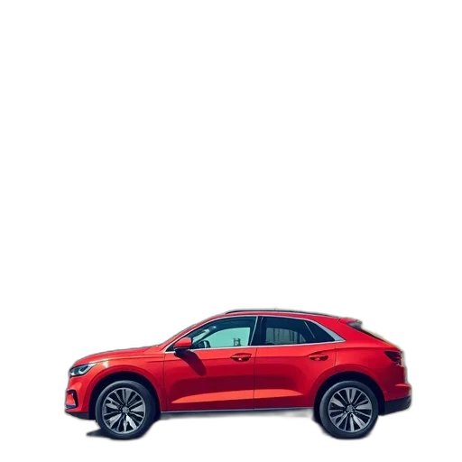car, weapon, 3d render, concept art, photorealistic, red, parked, street transparent PNG cut-out
