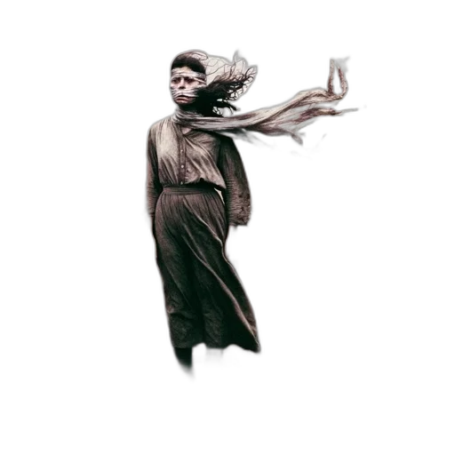creature, hair, dress, mask, concept art, photorealistic, 3d render, comic book art transparent PNG cut-out