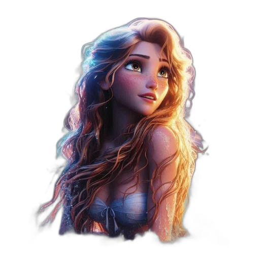 dress, face, crown, hair, fantasy art, concept art, comic book art, watercolor transparent PNG cut-out