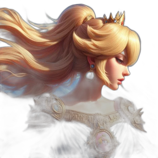 crown, hair, fantasy art, concept art, photorealistic, anime, golden, pastel transparent PNG cut-out