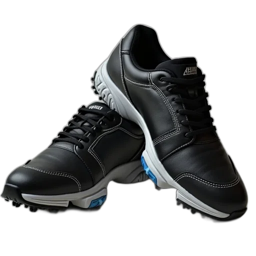 shoes, mens, golf, black transparent PNG cut-out