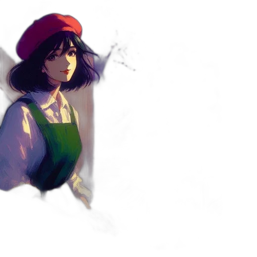 hat, face, dress, staff, concept art, watercolor, fantasy art, oil painting transparent PNG cut-out